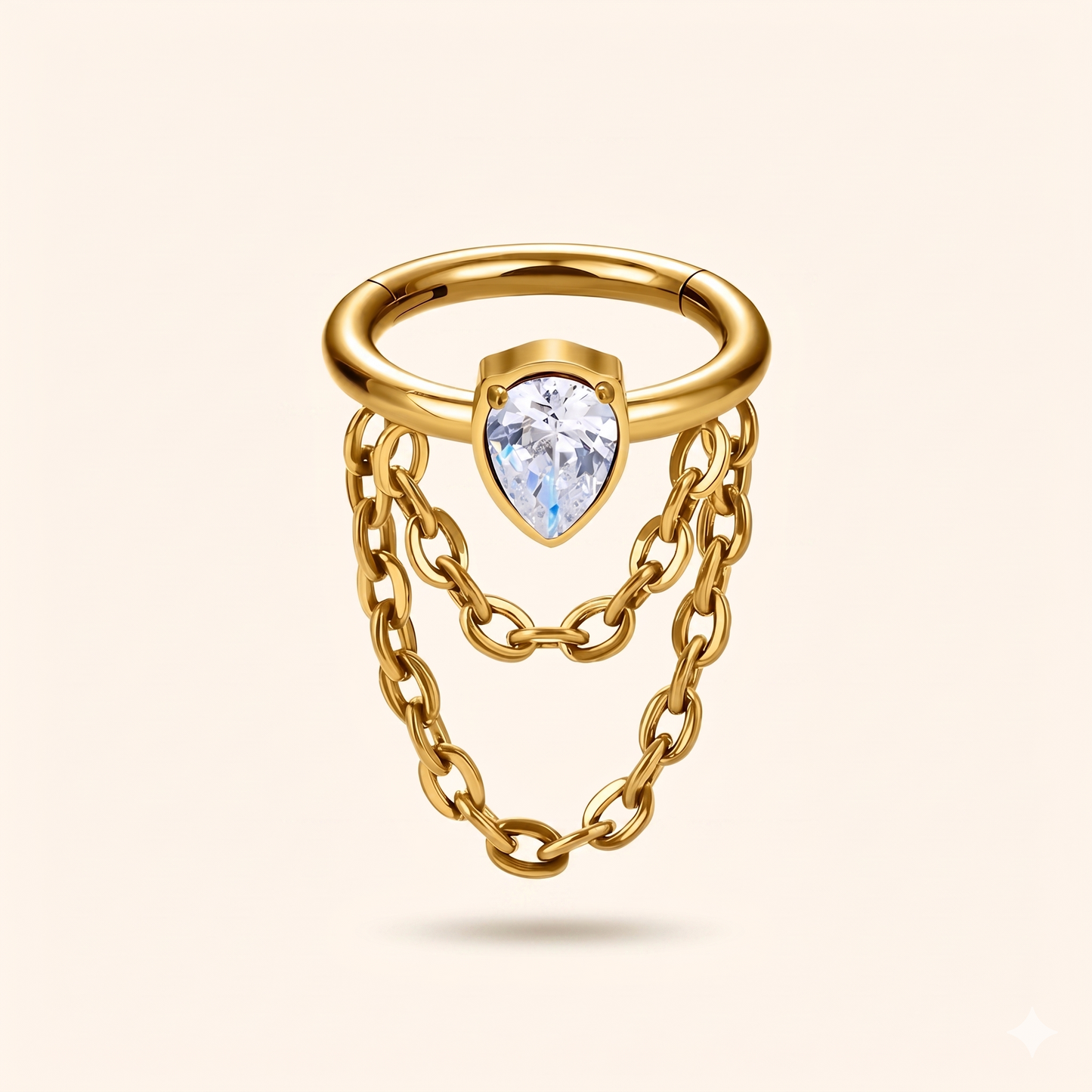 Pierścień Daith Cyrkon Tytanowy łańcuszek ASTM F136 – Chrząstka przegrody 16G