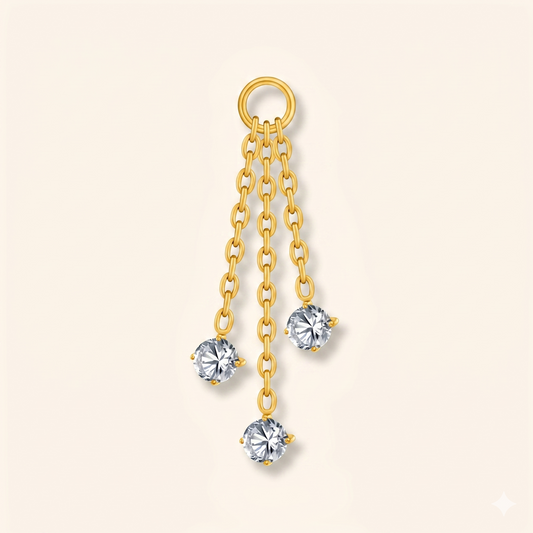 Pendentif Triple Chaîne Zircon en Titane ASTM F136 – Hélix Lobe