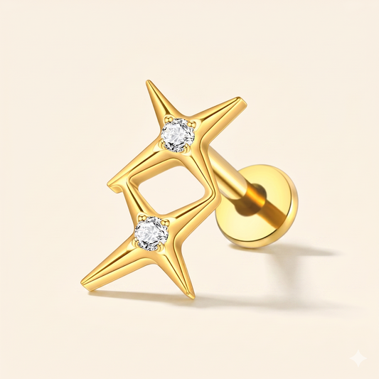 Piercing Labret Gwiazda Tytanowa – 16G Helix Tragus – Model I