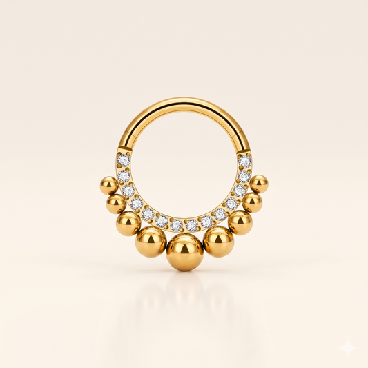 Luksusowy segment z cyrkonią Clicker z tytanu ASTM F136 – ucho do nosa 16G