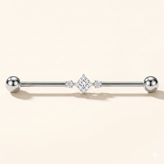 Przemysłowy piercing motylkowy z tytanu – długi sztyft 14G