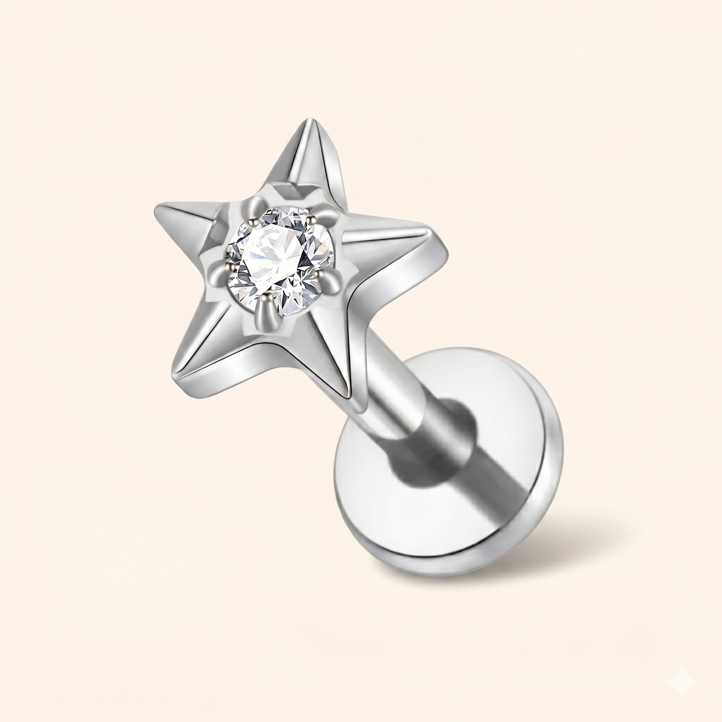 Piercing Labret Gwiazda Tytanowa – Tragus Helix 16G – Model H