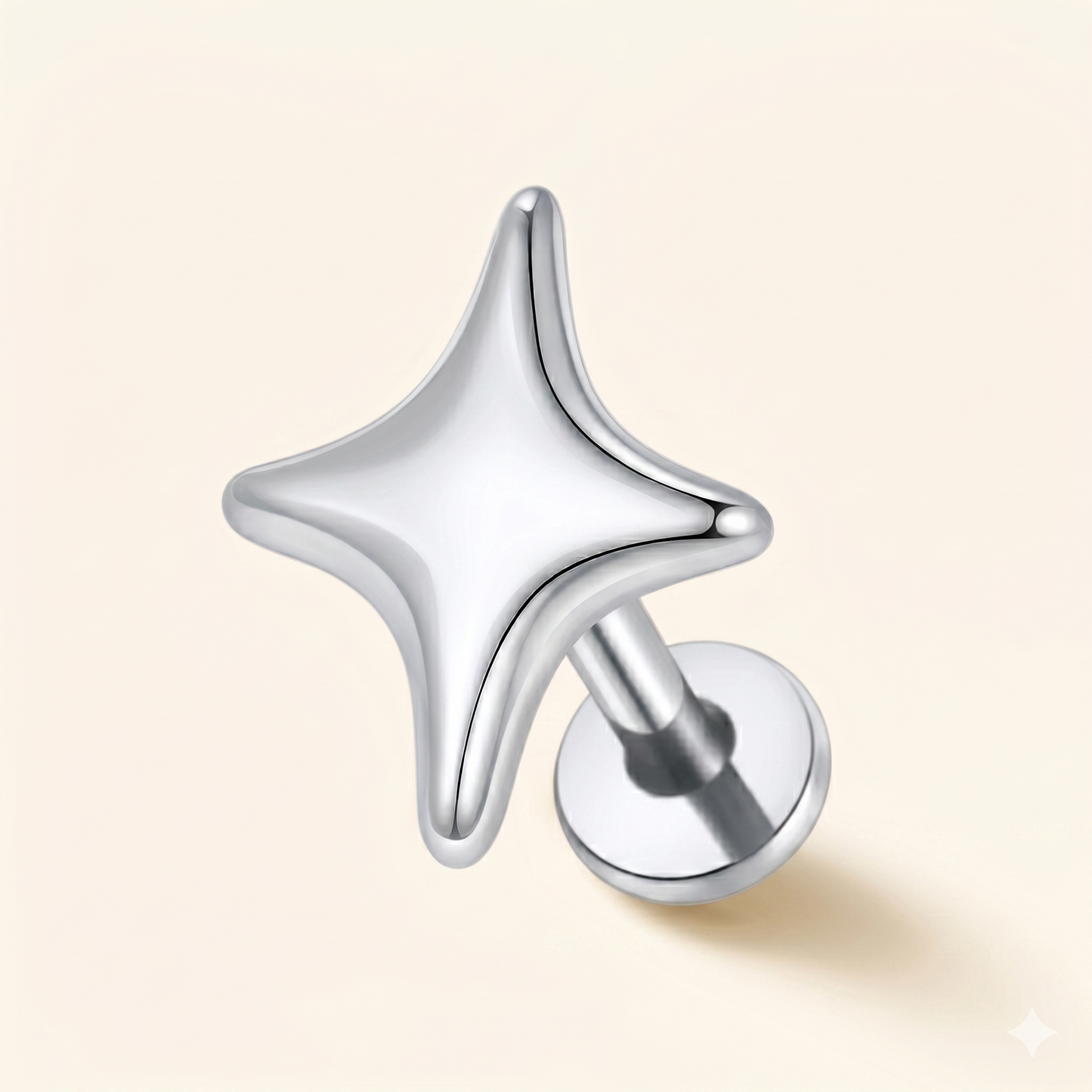 Piercing Labret Étoile en Titane – Tragus Hélix 16G – Modèle E