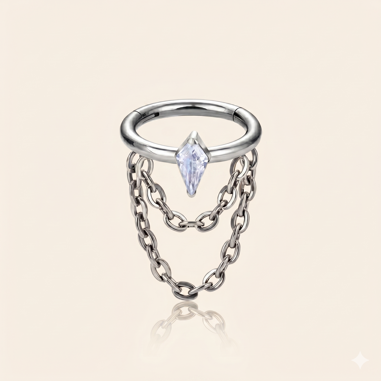 Cyrkonowy zatrzaskowy łańcuszek Tytanowy łańcuszek ASTM F136 – Septum Daith 16G