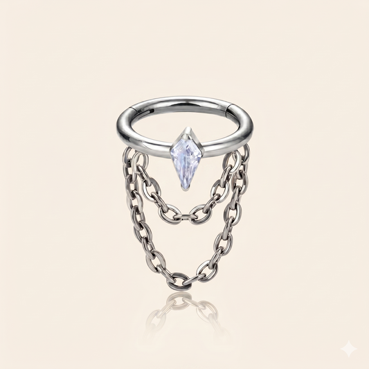 Cyrkonowy zatrzaskowy łańcuszek Tytanowy łańcuszek ASTM F136 – Septum Daith 16G