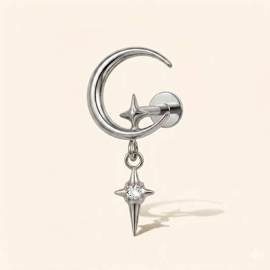 ASTM F136 16G Tytanowy piercing Labret w kształcie półksiężyca