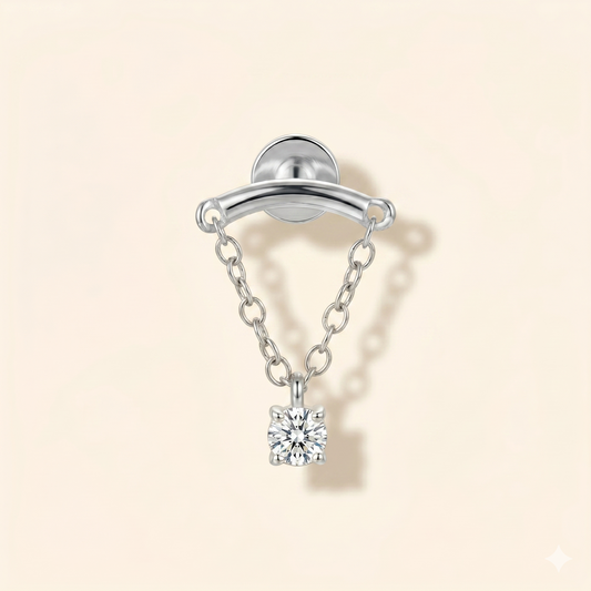 Piercing Hélix Chaîne Cachée Zircon Marquise en Titane G23