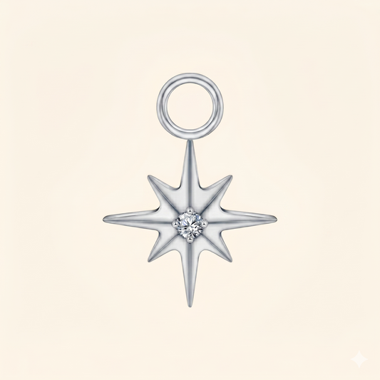 Pendentif Étoile Polaire Zircon en Titane ASTM F136 – Charm Oreille