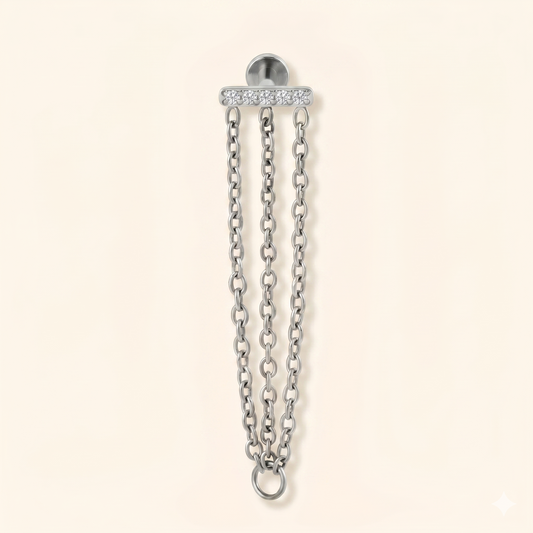 Piercing Hélix Conch Triple Chaîne Pendante en Titane ASTM F136