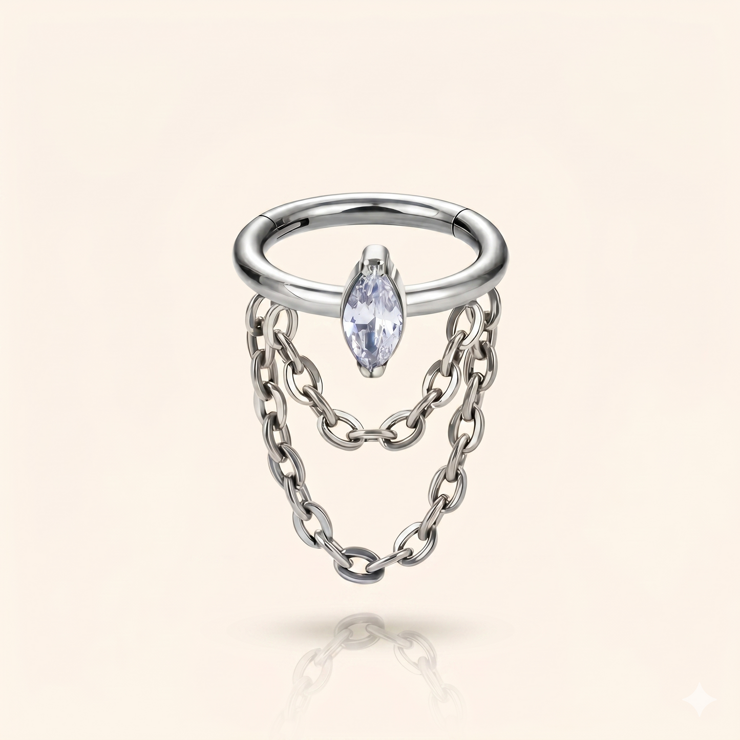 Cyrkonowy pierścień z przegrodą Tytanowy łańcuszek z zawieszką ASTM F136 – Daith 16G