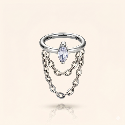 Cyrkonowy pierścień z przegrodą Tytanowy łańcuszek z zawieszką ASTM F136 – Daith 16G