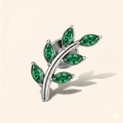Right Grand ASTM F136 Titanio 16G Orecchino Stud Foglie Marquise CZ Helix Cartilagine Conch Flat Back Gioiello Piercing