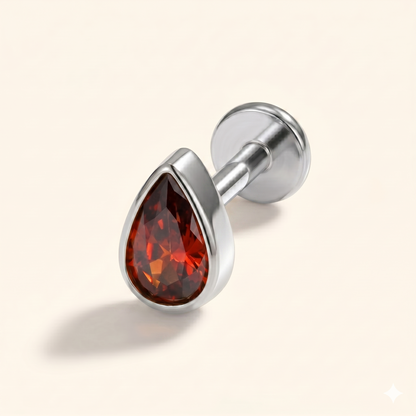 Right Grand ASTM F136 Tytan Łezka Granat Labret Sztyft 16G Gruszka CZ Chrząstka Helix Tragus Kolczyk Biżuteria Piercingowa Halloween