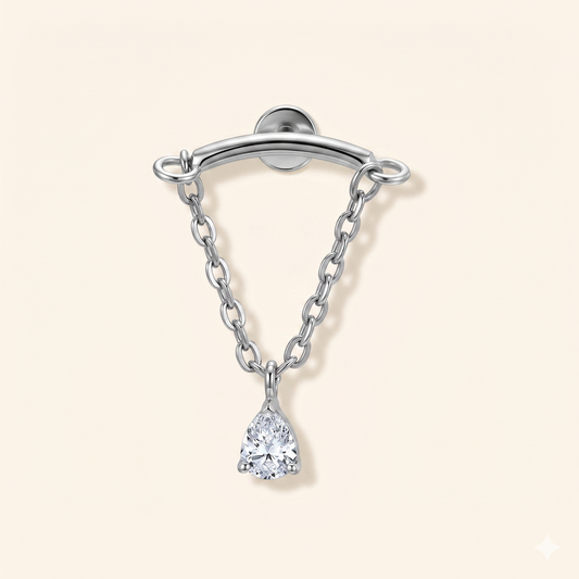 Piercing Cartilage Chaîne Marquise CZ en Titane G23