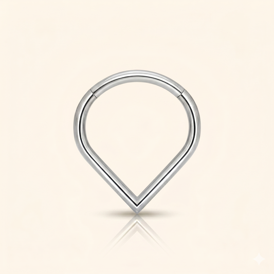 Pierścień z przegrodą w kształcie kropli serca ze stali chirurgicznej 316L – unisex, punk