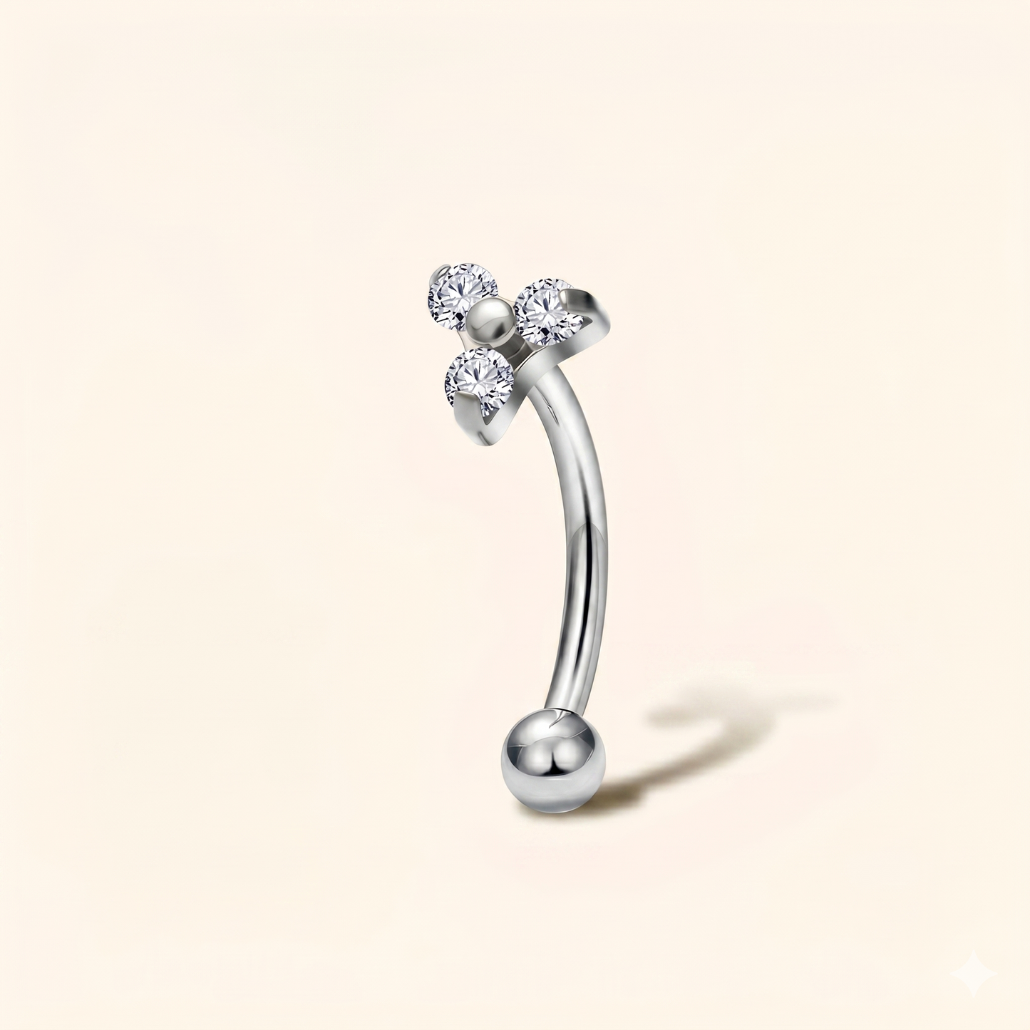 Piercing Rook Gwiazda Północy Tytan & Cyrkon Zielony | 16G