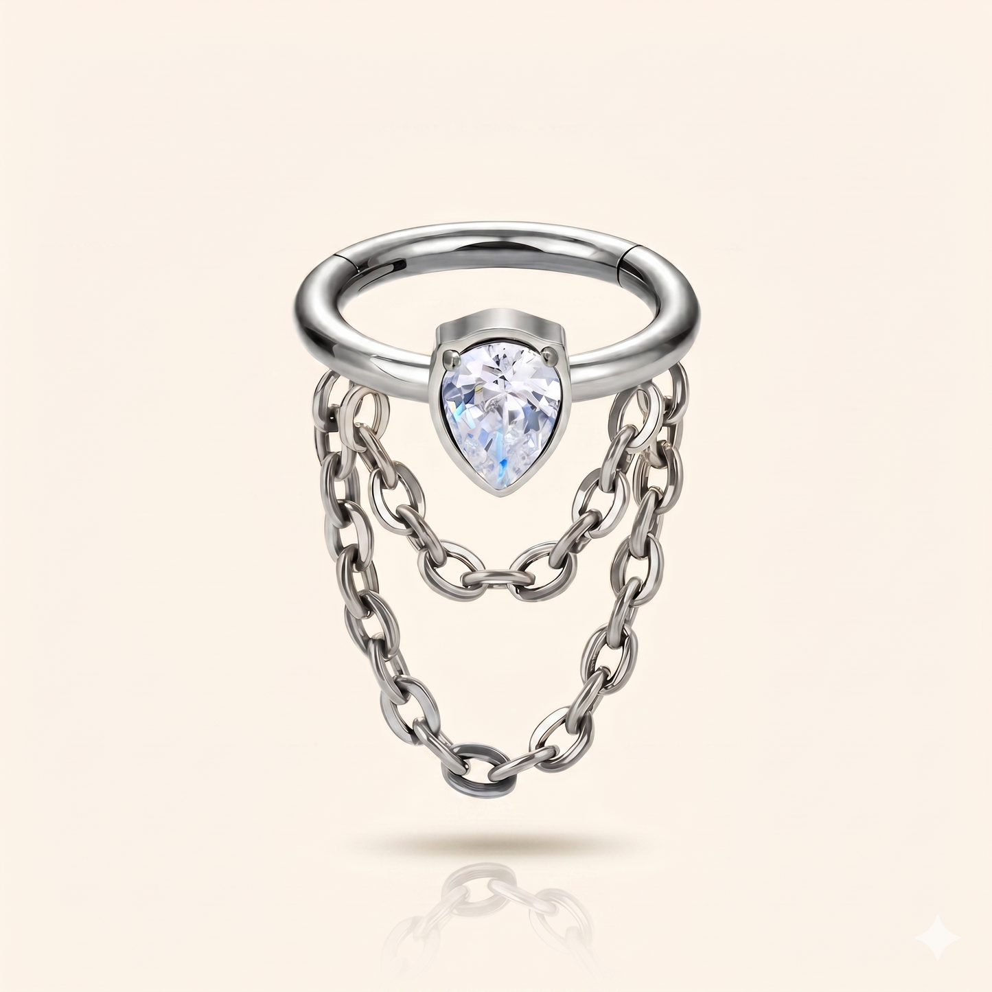 Pierścień Daith Cyrkon Tytanowy łańcuszek ASTM F136 – Chrząstka przegrody 16G