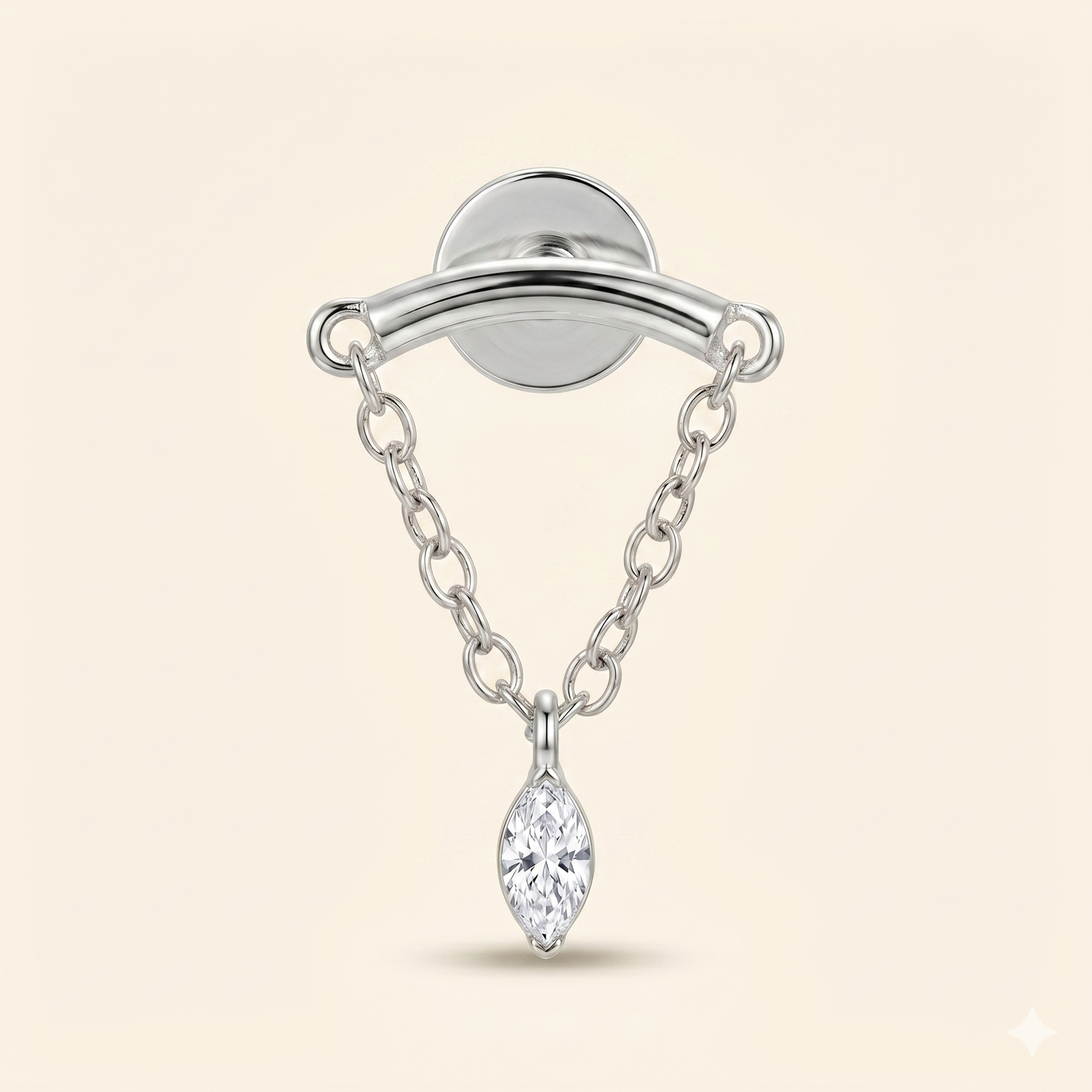 Piercing Hélix Chaîne Drapée Zircon Marquise en Titane G23