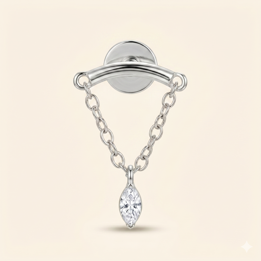 Piercing Hélix Chaîne Drapée Zircon Marquise en Titane G23