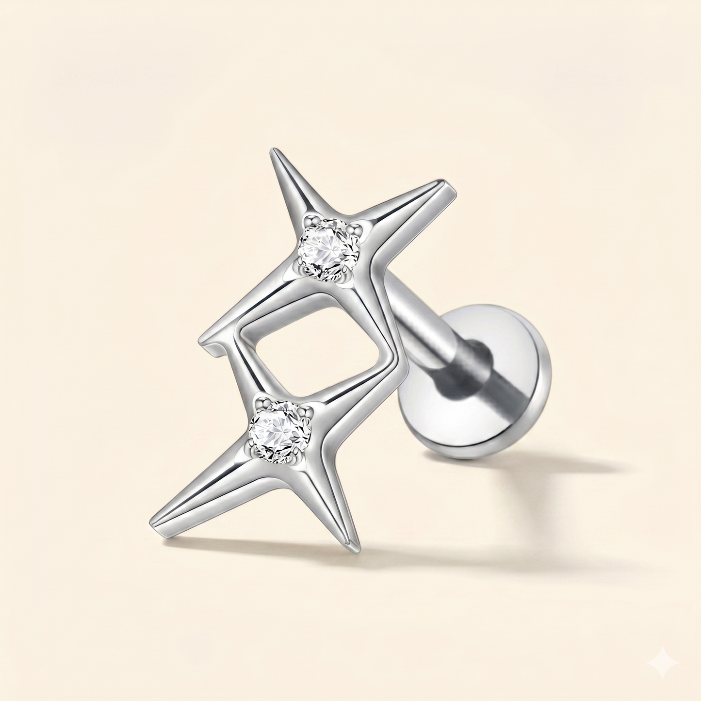 Piercing Labret Gwiazda Tytanowa – 16G Helix Tragus – Model I